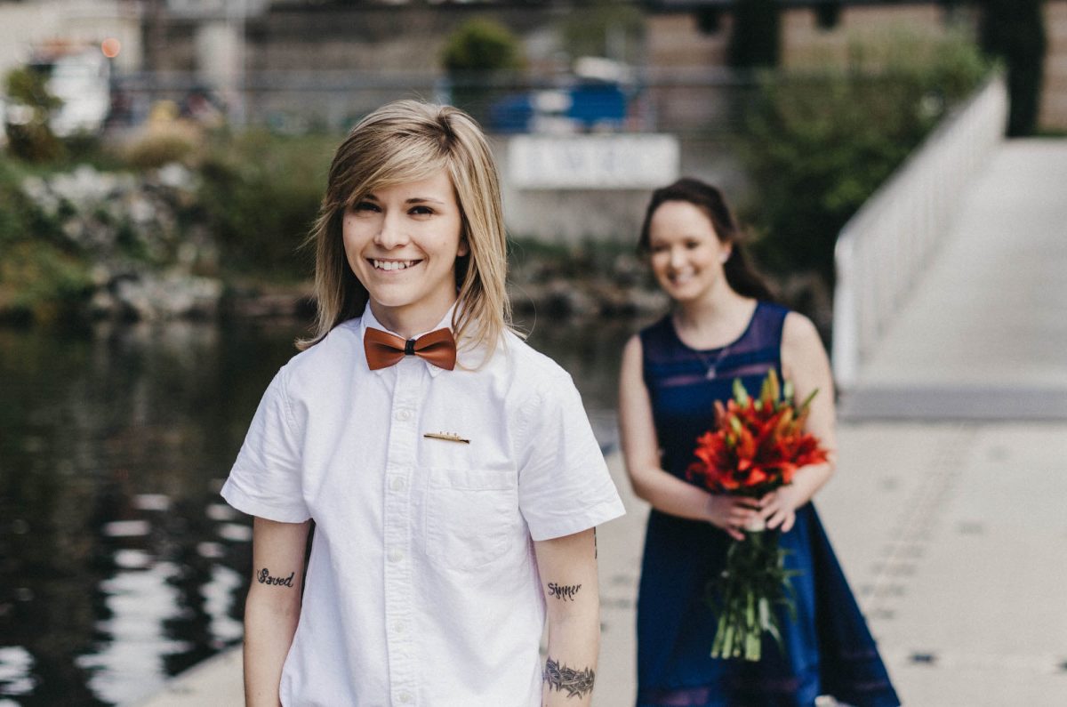 fremont-wedding, seattle-wedding, seattle-wedding-photographer, wedding-photographer, gay, gay-wedding, seattle-gay-wedding, bowtie-wedding, blue-dress-wedding, lake-union, tattooed-girls, wife-and-wife, wedding-photos, wedding-photographey, 
