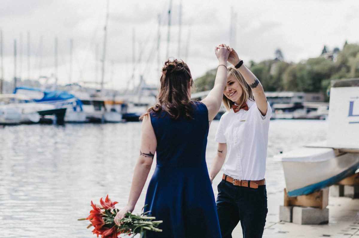 fremont-wedding, seattle-wedding, seattle-wedding-photographer, wedding-photographer, gay, gay-wedding, seattle-gay-wedding, bowtie-wedding, blue-dress-wedding, lake-union, tattooed-girls, wife-and-wife, wedding-photos, wedding-photographey, 