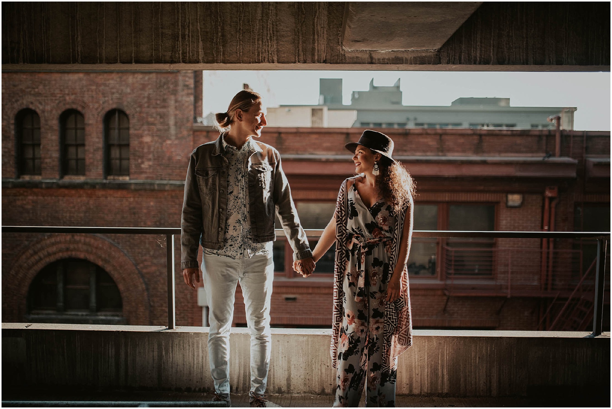 engaged, engagement-photography, engagement-photos, downtown-seattle, seattle-engagement- seattle-wedding-photographer, parking-garage, rooftop-photos, engagement-inspo, sunset-session,