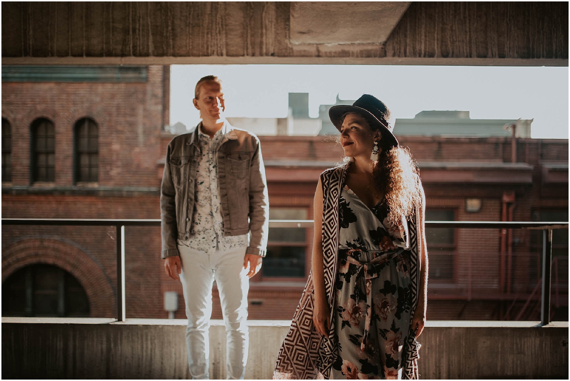 engaged, engagement-photography, engagement-photos, downtown-seattle, seattle-engagement- seattle-wedding-photographer, parking-garage, rooftop-photos, engagement-inspo, sunset-session,