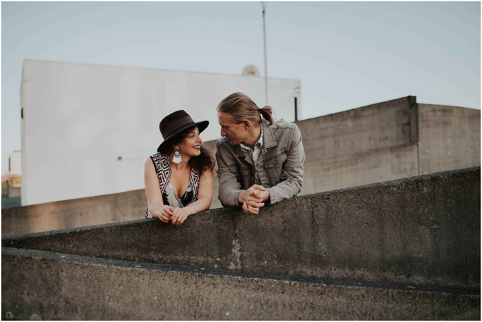 engaged, engagement-photography, engagement-photos, downtown-seattle, seattle-engagement- seattle-wedding-photographer, parking-garage, rooftop-photos, engagement-inspo, sunset-session,