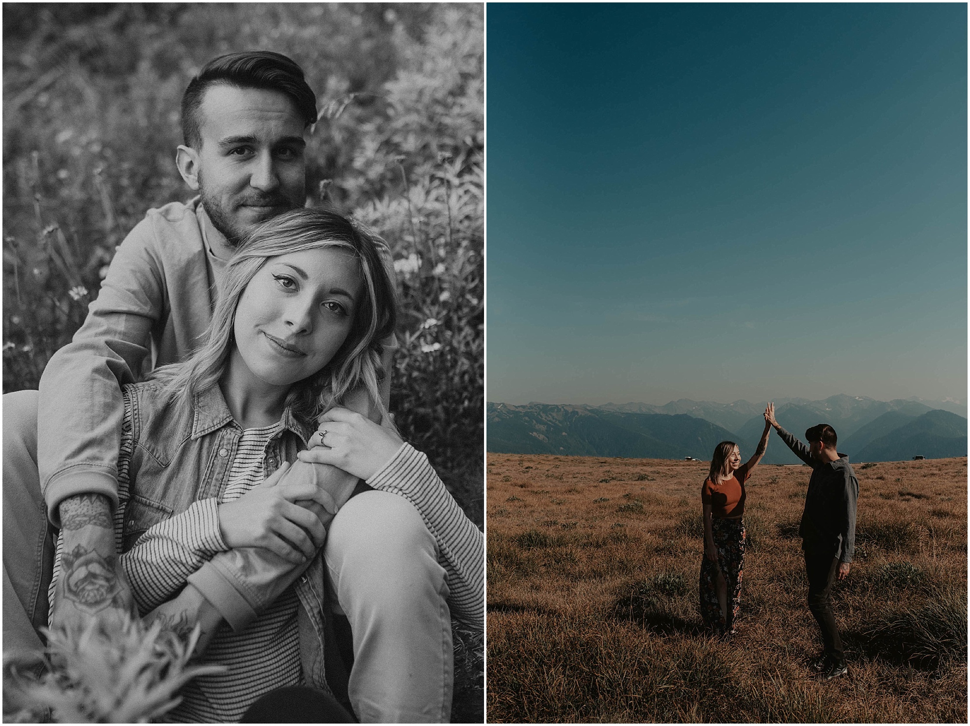 Adventure-Session, engagement-photos, Hurricane-Ridge, Olympic-National-Park- seattle-wedding-photographer, Hurricane-Ridge-Photos, Olympic-National-Forest, engagement-inspo, Washington-Engagement-Session, Mountain-Engagement, Adventure-Engagement, Hurricane-Ridge-Engagement, Tatted-Couple, Tatted-Lovers,