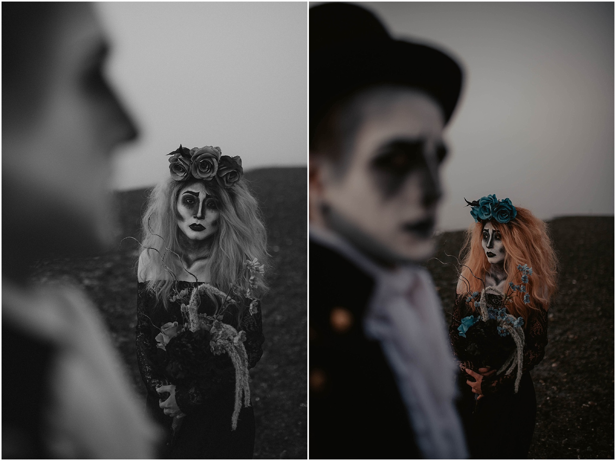 Happy-Halloween, Corpse, Corpse-Bride-Groom, Bride-and-Groom, Face-Paint, Halloween-Photos, Halloween-Lovers, Halloween-photoshoot, Styled-Shoot, Creative-Shoot, Face-Makeup, Dead-Couple, Corpse-Bride, Corpse-Couple, Seattle-Photographer, 