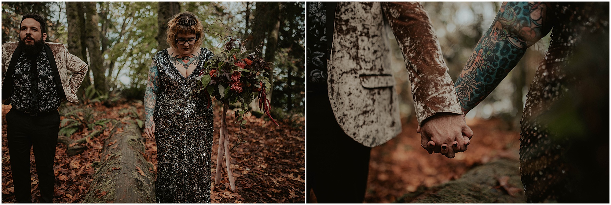 Styled-shoot, Styled-wedding, Point-Defiance-Park, Engaged, Engagement-photos, Styled-Engagement-Session, Engagement-Photographer, Seattle-Wedding-Photographer, Smoke-bomb-photos, Seattle-Intimate-Wedding, Seattle-Wedding, smoke-bomb, Wedding-Photos, Seattle-Wedding-Photos, Rock-and-stone-weddings, outdoor-seattle-Wedding, Forest-Wedding, Tatted-Couple, Sequin-Dress,