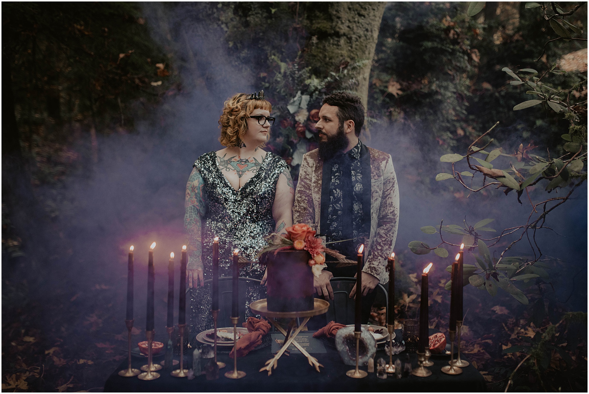 Styled-shoot, Styled-wedding, Point-Defiance-Park, Engaged, Engagement-photos, Styled-Engagement-Session, Engagement-Photographer, Seattle-Wedding-Photographer, Smoke-bomb-photos, Seattle-Intimate-Wedding, Seattle-Wedding, smoke-bomb, Wedding-Photos, Seattle-Wedding-Photos, Rock-and-stone-weddings, outdoor-seattle-Wedding, Forest-Wedding, Tatted-Couple, Sequin-Dress,