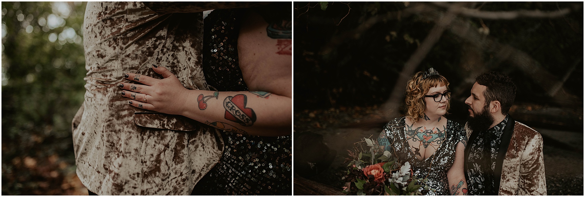 Styled-shoot, Styled-wedding, Point-Defiance-Park, Engaged, Engagement-photos, Styled-Engagement-Session, Engagement-Photographer, Seattle-Wedding-Photographer, Smoke-bomb-photos, Seattle-Intimate-Wedding, Seattle-Wedding, smoke-bomb, Wedding-Photos, Seattle-Wedding-Photos, Rock-and-stone-weddings, outdoor-seattle-Wedding, Forest-Wedding, Tatted-Couple, Sequin-Dress,