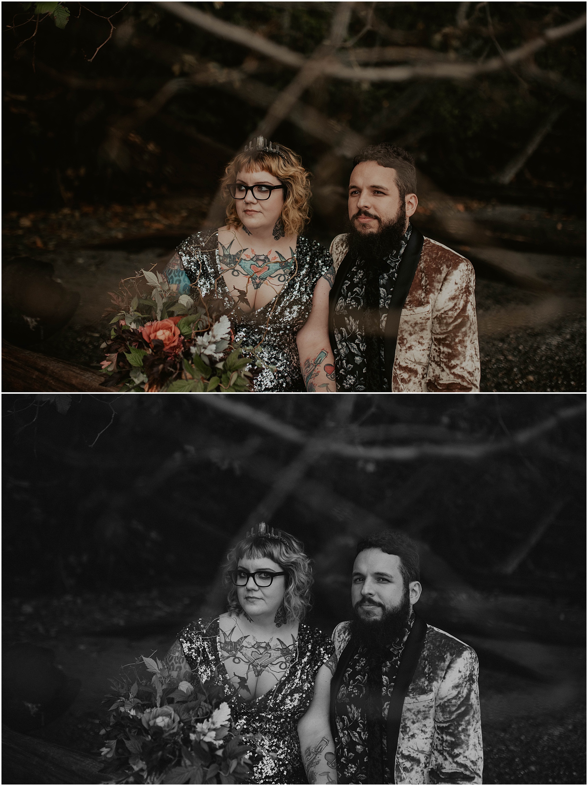 Styled-shoot, Styled-wedding, Point-Defiance-Park, Engaged, Engagement-photos, Styled-Engagement-Session, Engagement-Photographer, Seattle-Wedding-Photographer, Smoke-bomb-photos, Seattle-Intimate-Wedding, Seattle-Wedding, smoke-bomb, Wedding-Photos, Seattle-Wedding-Photos, Rock-and-stone-weddings, outdoor-seattle-Wedding, Forest-Wedding, Tatted-Couple, Sequin-Dress,