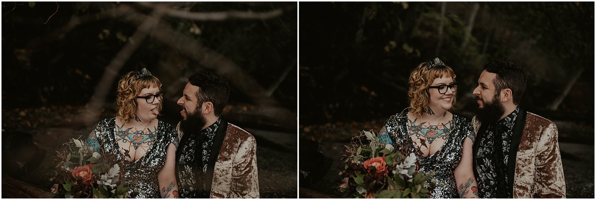 Styled-shoot, Styled-wedding, Point-Defiance-Park, Engaged, Engagement-photos, Styled-Engagement-Session, Engagement-Photographer, Seattle-Wedding-Photographer, Smoke-bomb-photos, Seattle-Intimate-Wedding, Seattle-Wedding, smoke-bomb, Wedding-Photos, Seattle-Wedding-Photos, Rock-and-stone-weddings, outdoor-seattle-Wedding, Forest-Wedding, Tatted-Couple, Sequin-Dress,