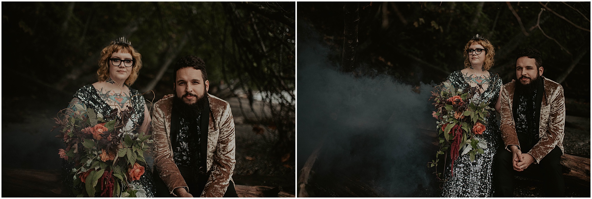 Styled-shoot, Styled-wedding, Point-Defiance-Park, Engaged, Engagement-photos, Styled-Engagement-Session, Engagement-Photographer, Seattle-Wedding-Photographer, Smoke-bomb-photos, Seattle-Intimate-Wedding, Seattle-Wedding, smoke-bomb, Wedding-Photos, Seattle-Wedding-Photos, Rock-and-stone-weddings, outdoor-seattle-Wedding, Forest-Wedding, Tatted-Couple, Sequin-Dress,