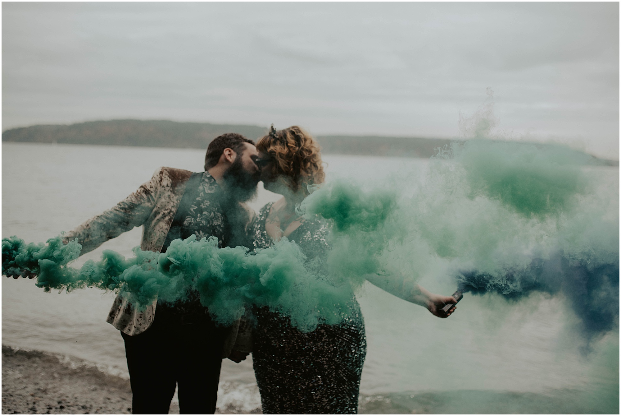 Styled-shoot, Styled-wedding, Point-Defiance-Park, Engaged, Engagement-photos, Styled-Engagement-Session, Engagement-Photographer, Seattle-Wedding-Photographer, Smoke-bomb-photos, Seattle-Intimate-Wedding, Seattle-Wedding, smoke-bomb, Wedding-Photos, Seattle-Wedding-Photos, Rock-and-stone-weddings, outdoor-seattle-Wedding, Forest-Wedding, Tatted-Couple, Sequin-Dress,