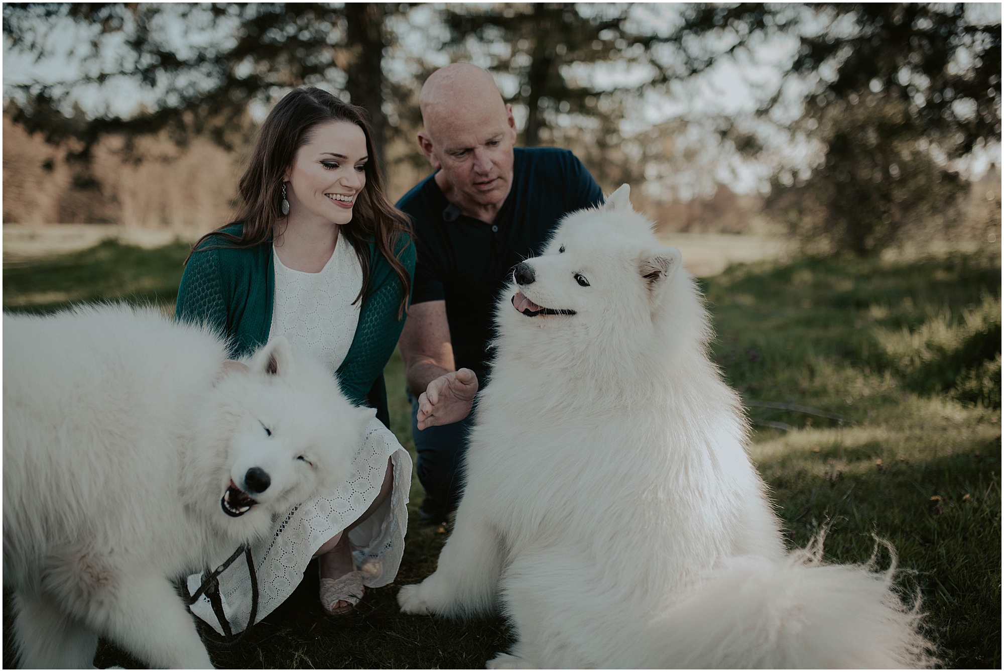 Seward-Park, Seattle-Engagement-photos, Engaged, Engagement-photos, Engagement-Session, Engagement-Photographer, Seattle-Wedding-Photographer, dog-session, Seattle-Intimate-Wedding, Seattle-Wedding, Wedding-Photos, Seattle-Wedding-Photos, outdoor-seattle-Wedding, samoyeds, samoyed-dogs, dog-engagement-photos, 