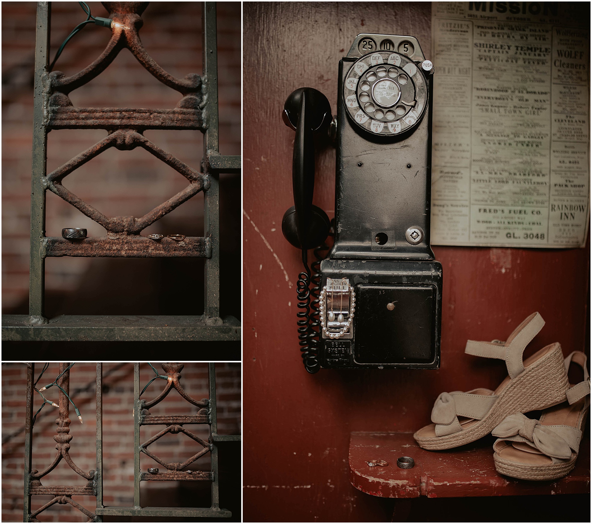 wedding detail photos, old rotary telephone on wedding day