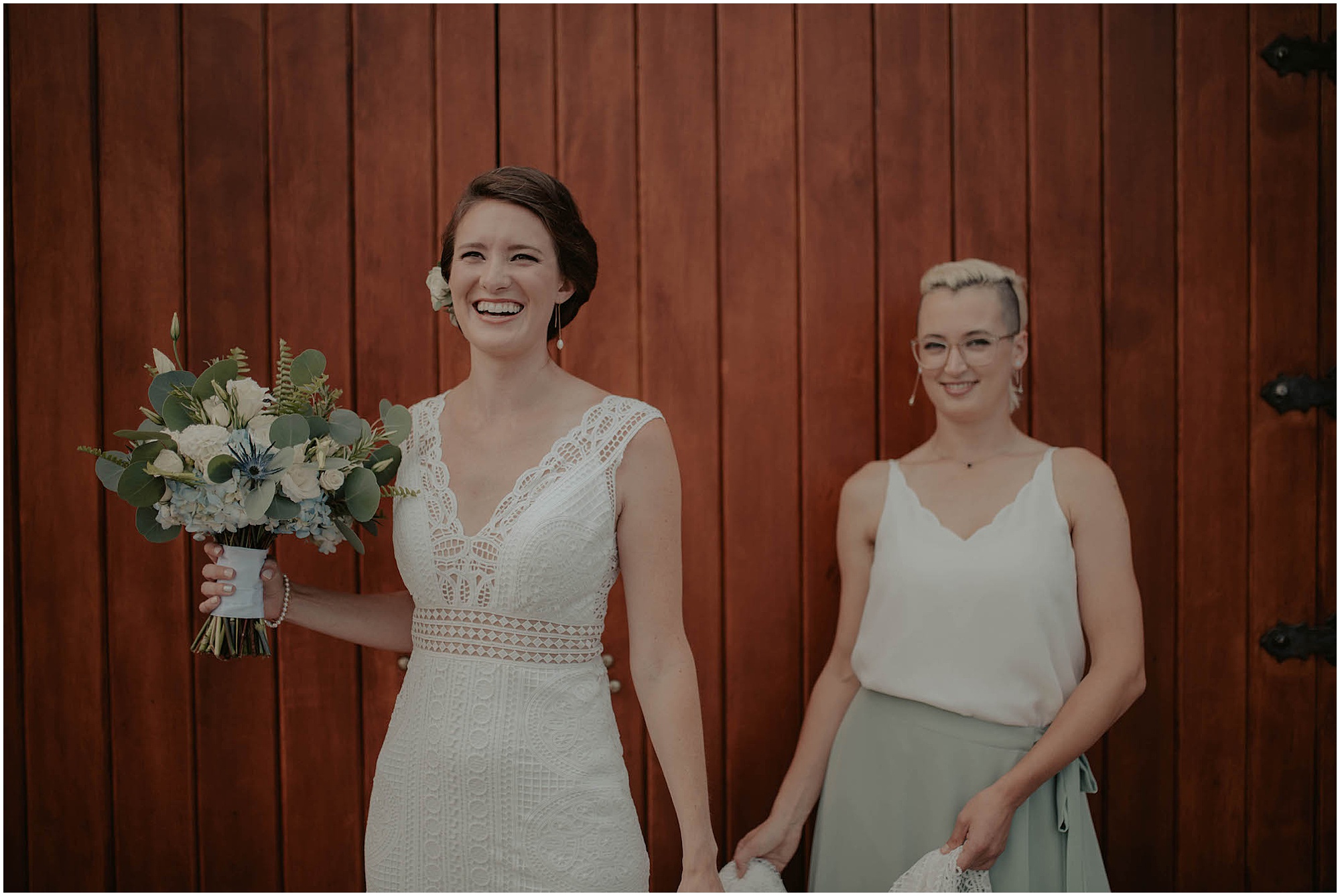 bride and maid of honor