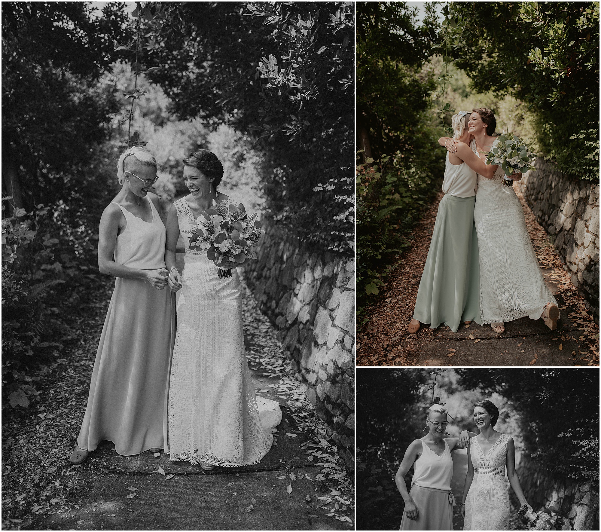 bride and maid of honor photos