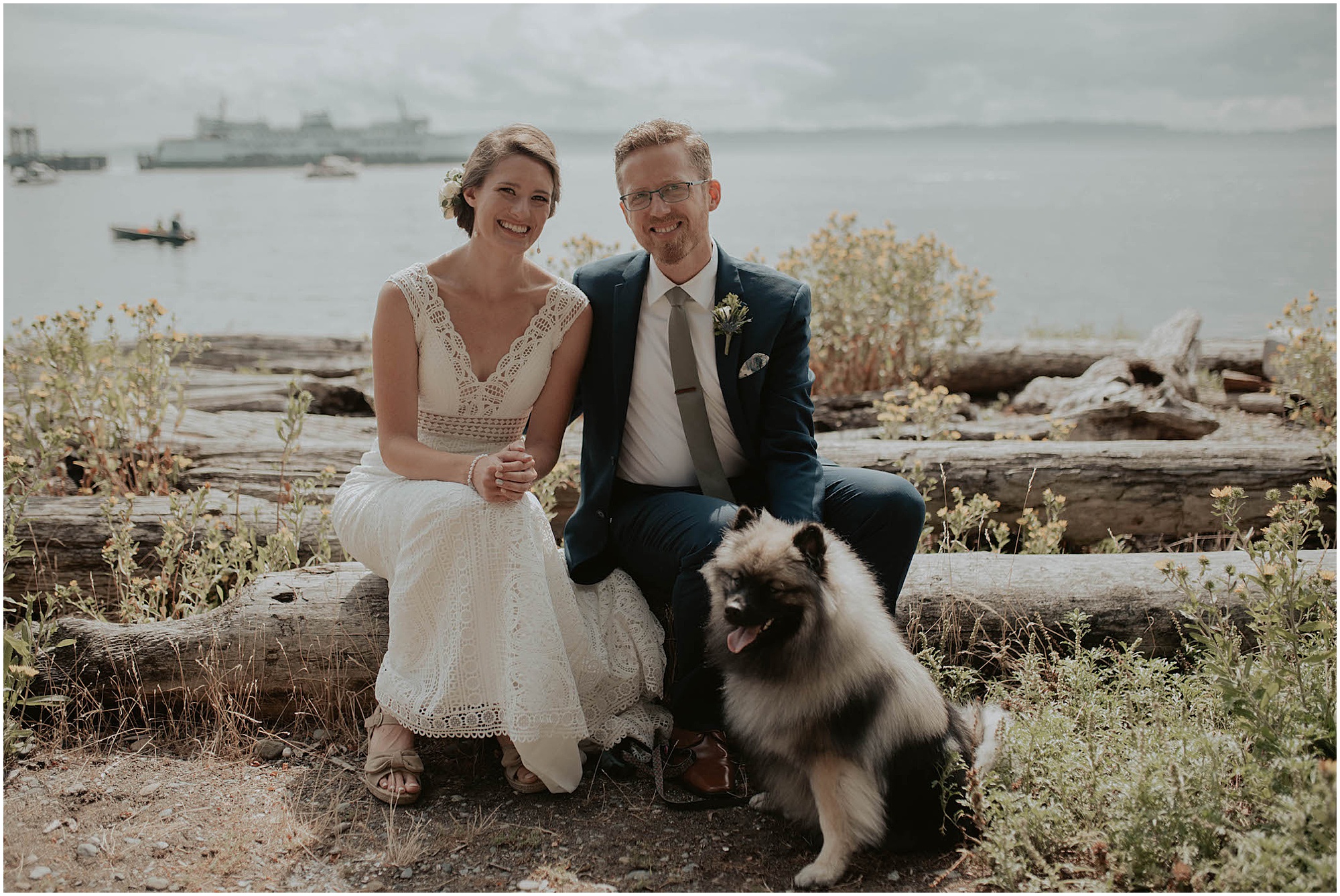 wa state ferries, wedding couple on puget sound
