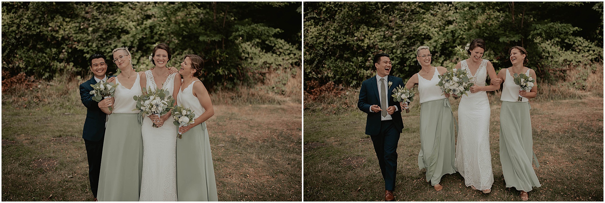 bridal party walking together