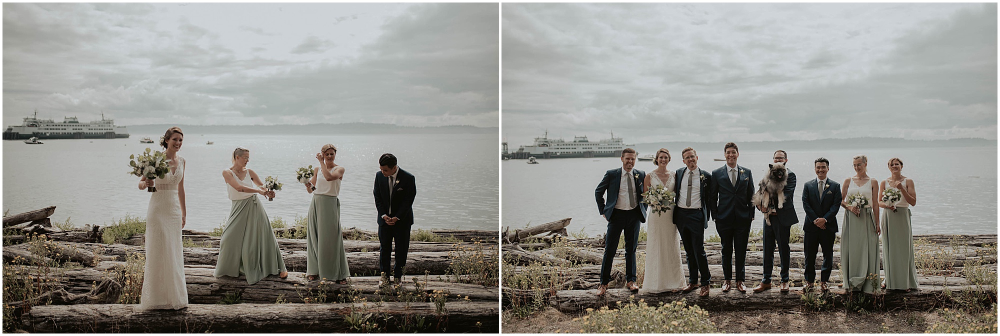 bridal party photos on the puget sound