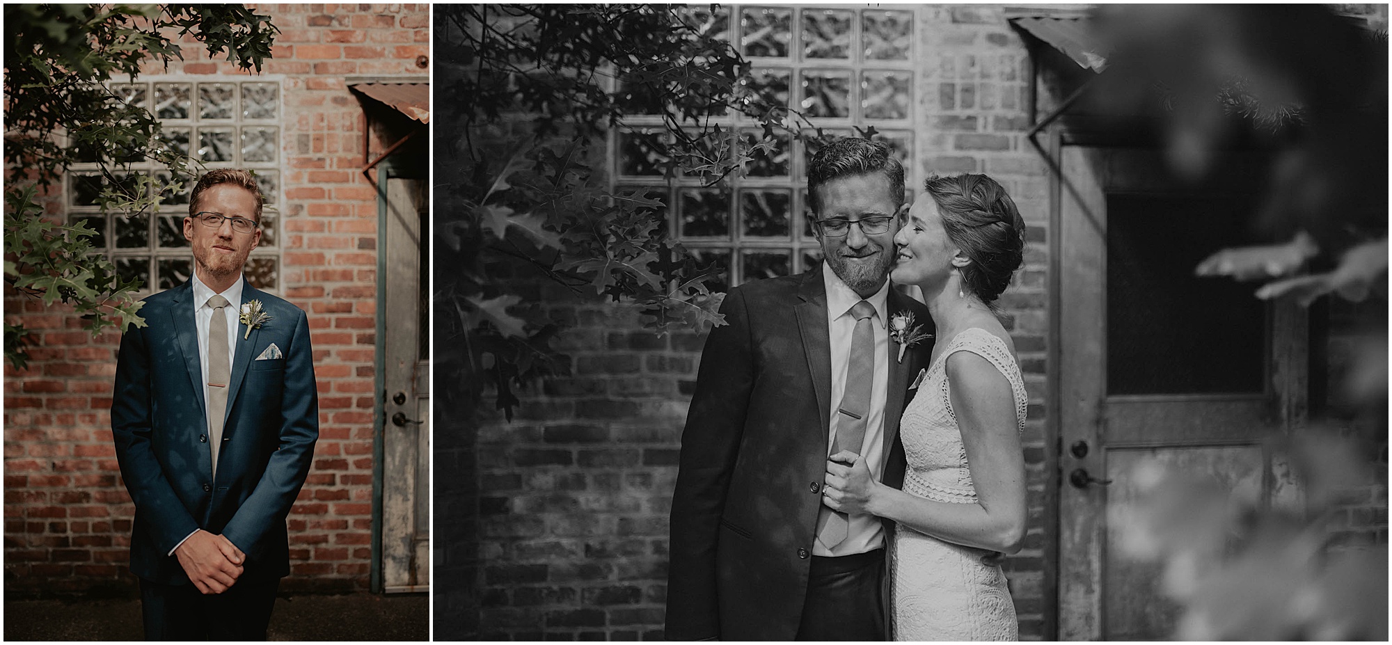 bride kissing grooms cheek