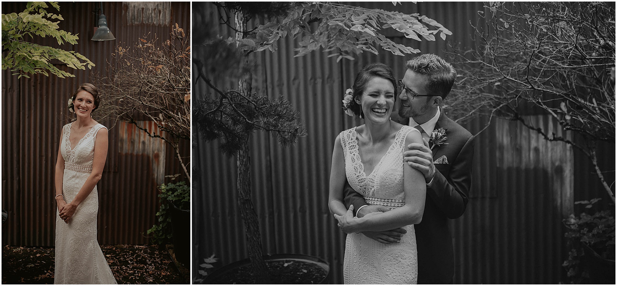 wedding couple laughing