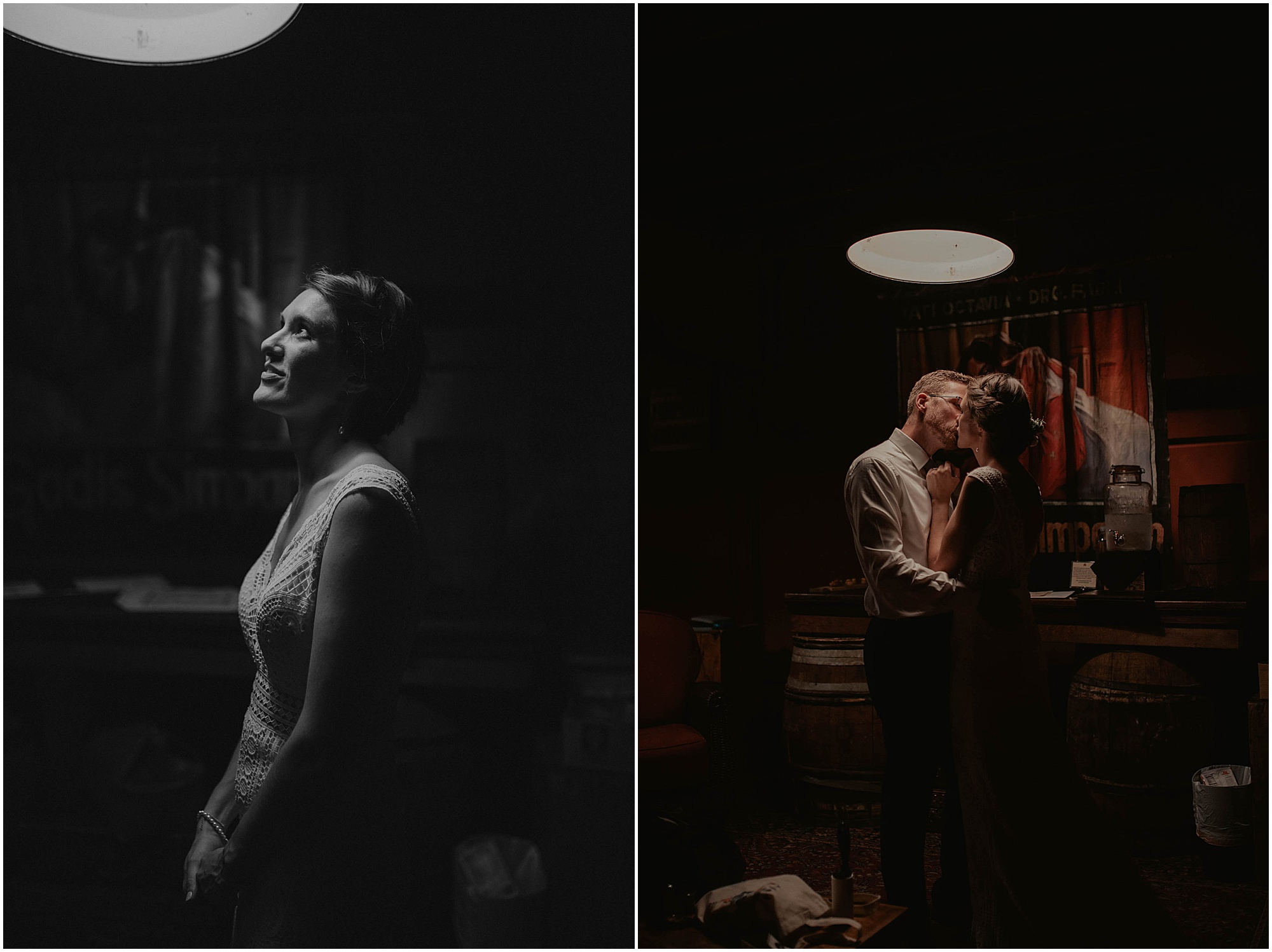 bride and groom kissing