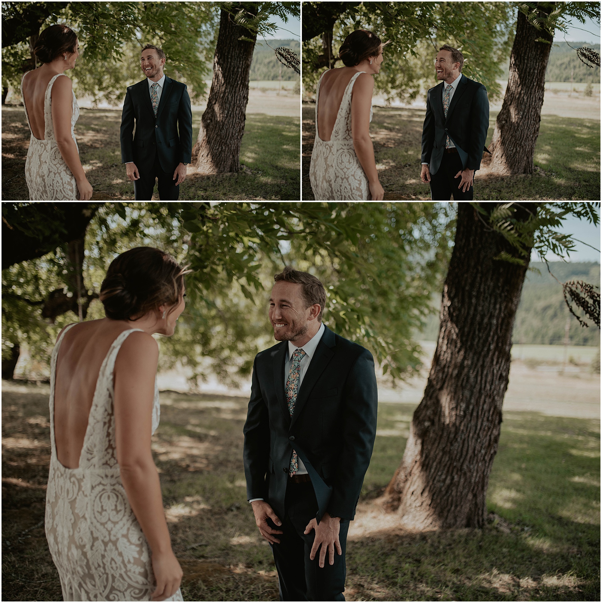 first look on wedding day, tin roof barn wedding venue,