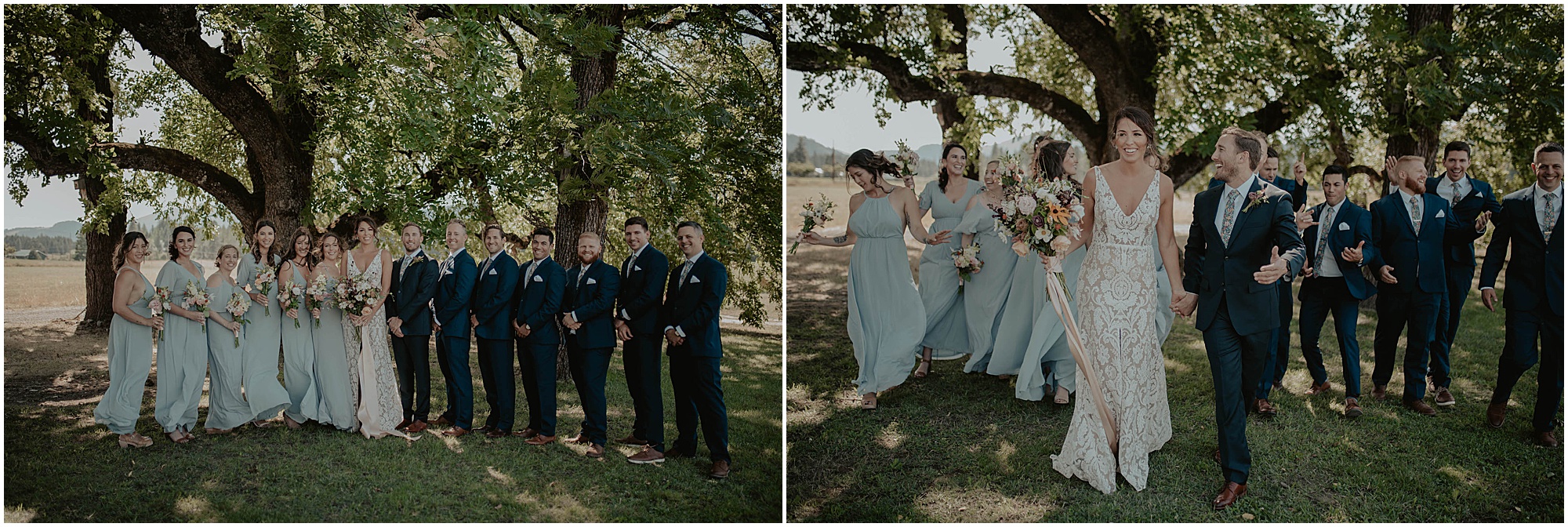 bridal party photos, bride and groom with bridal party memebers,