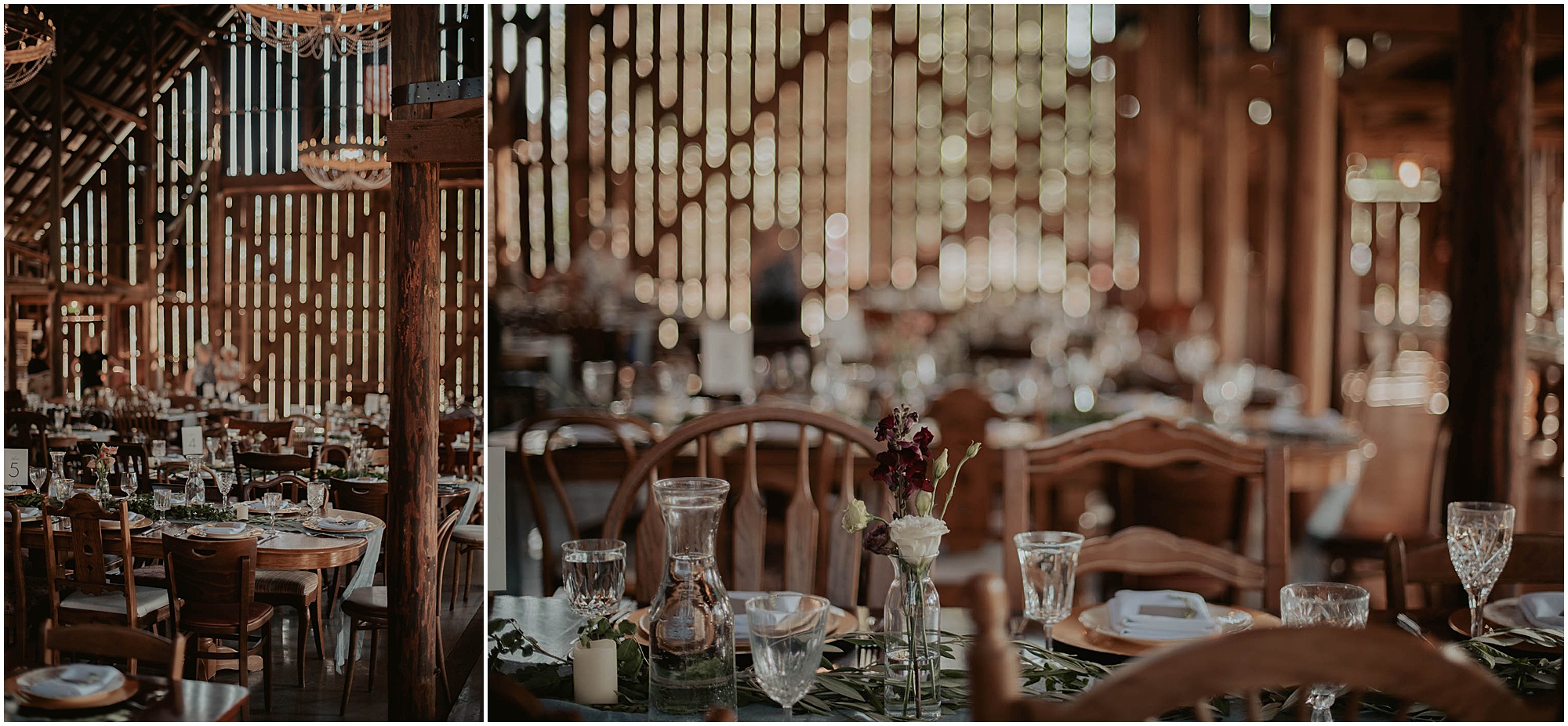 tin roof barn wedding reception, wedding dinner decor,