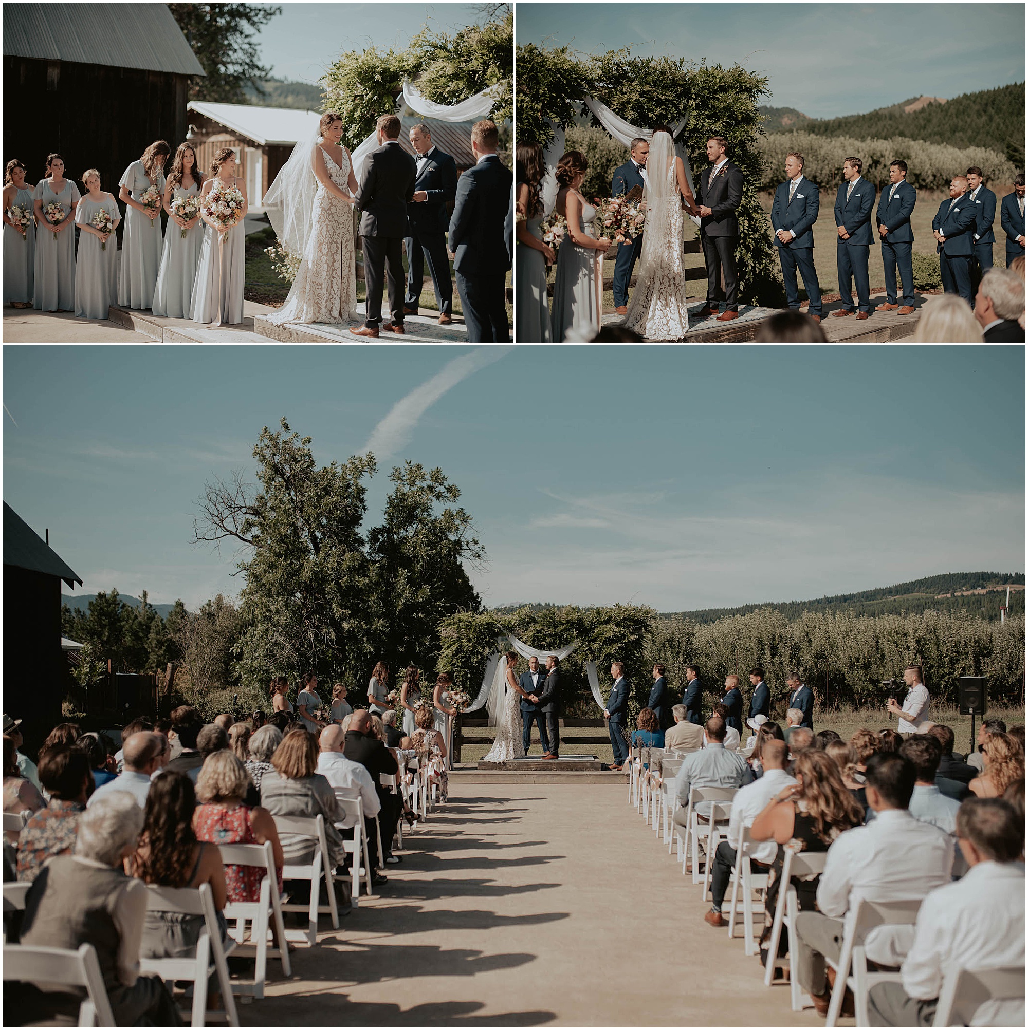 wedding ceremony at the tin roof barn
