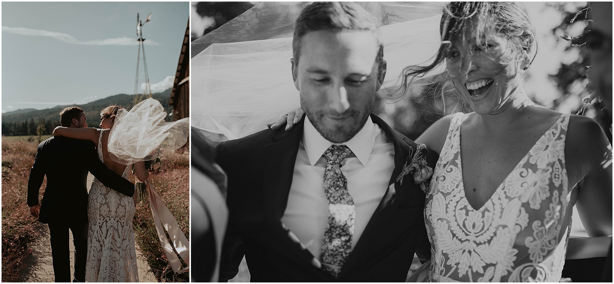 windy wedding day, bride and groom on wedding day, tin roof barn,