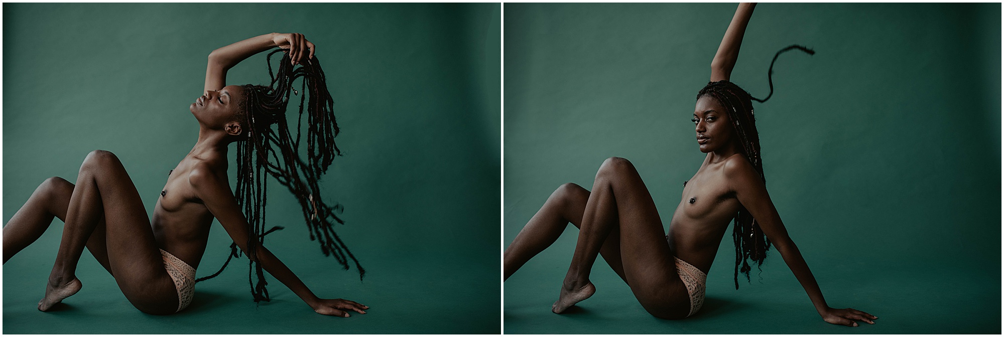 locks on woman, boudoir posing,