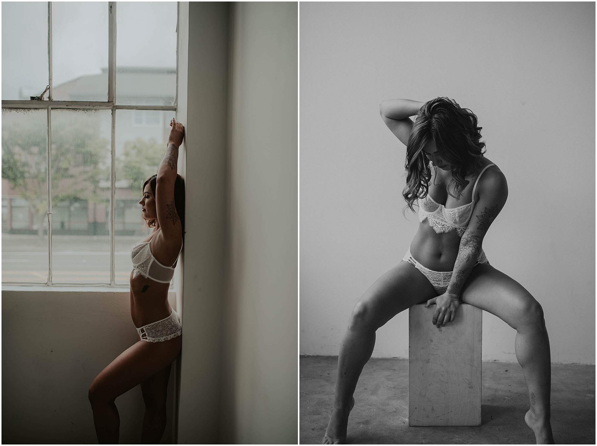 white lingerie set, seattle boudoir, 