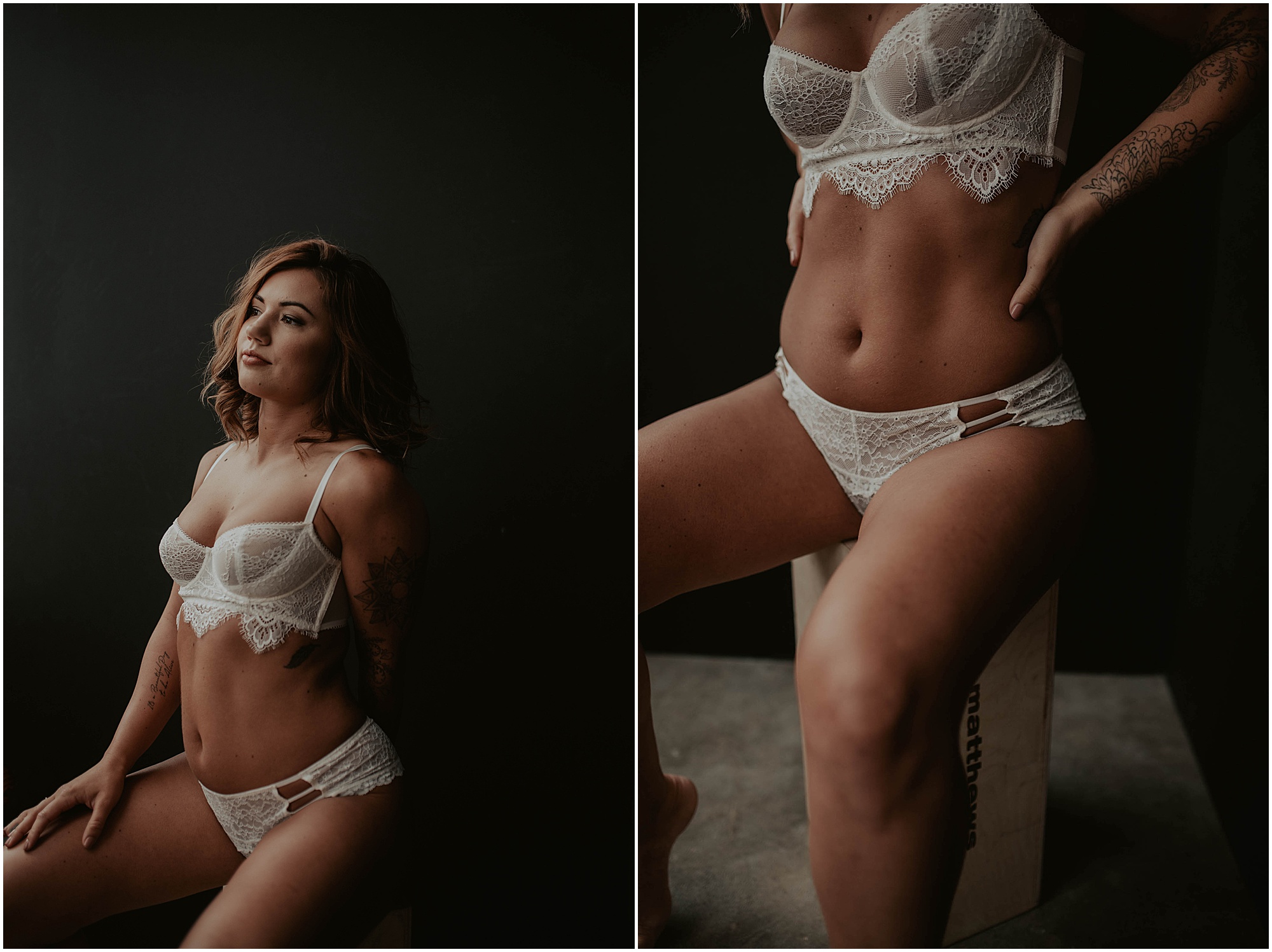 white lace lingerie set, seattle boudoir studio, 
