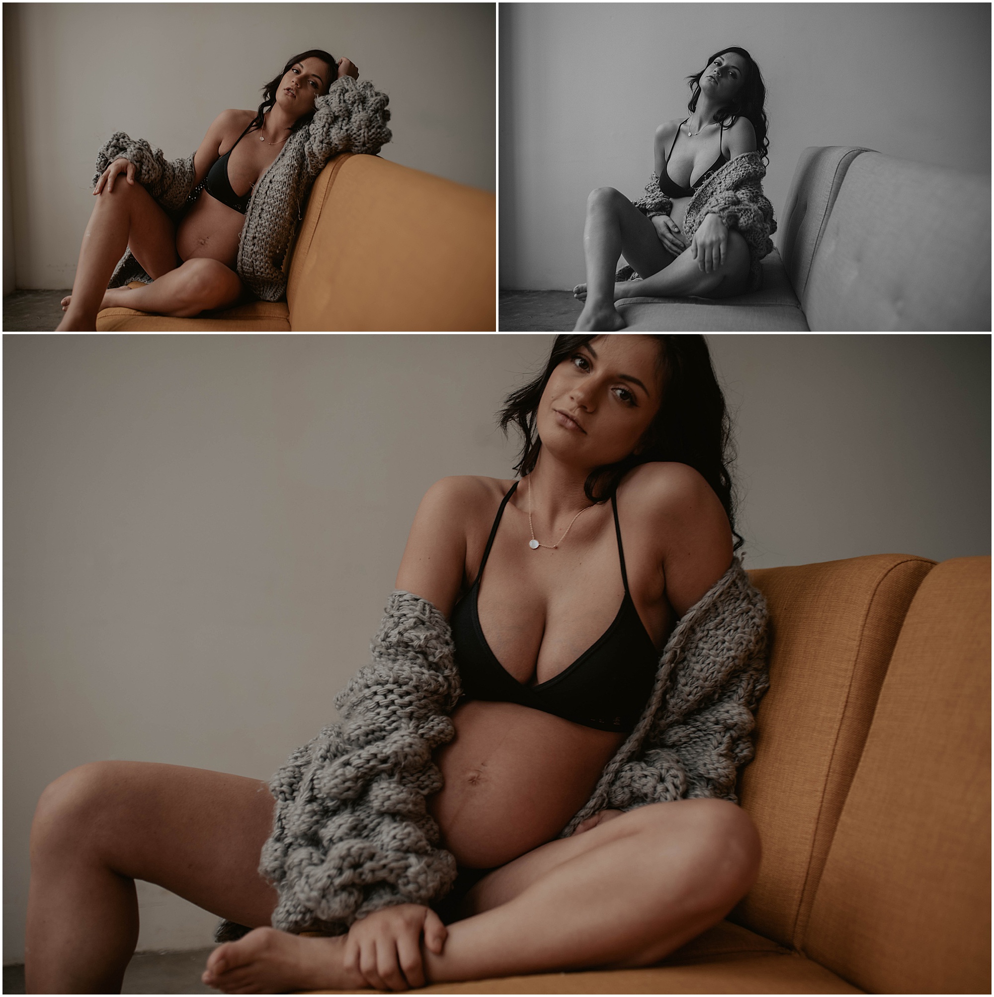 sweater boudoir pose