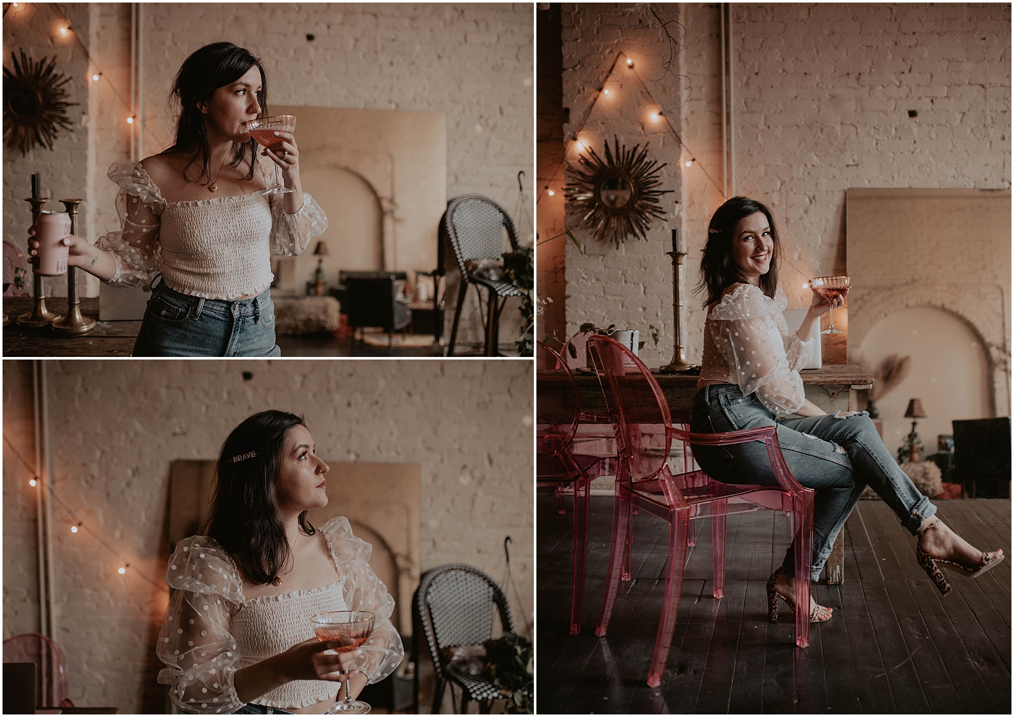 pink Champagne out of a pink wine glass