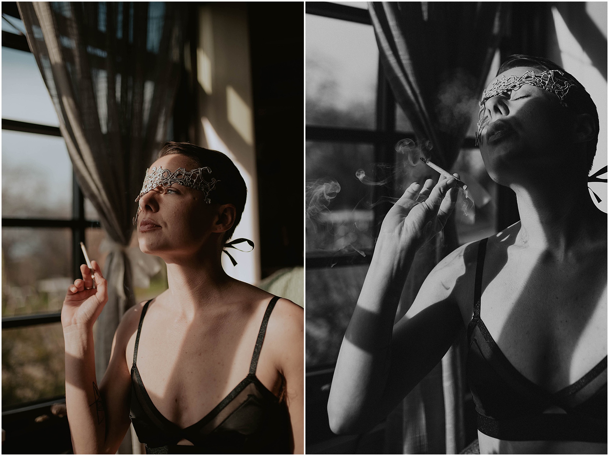 smoking weed in home with mask on