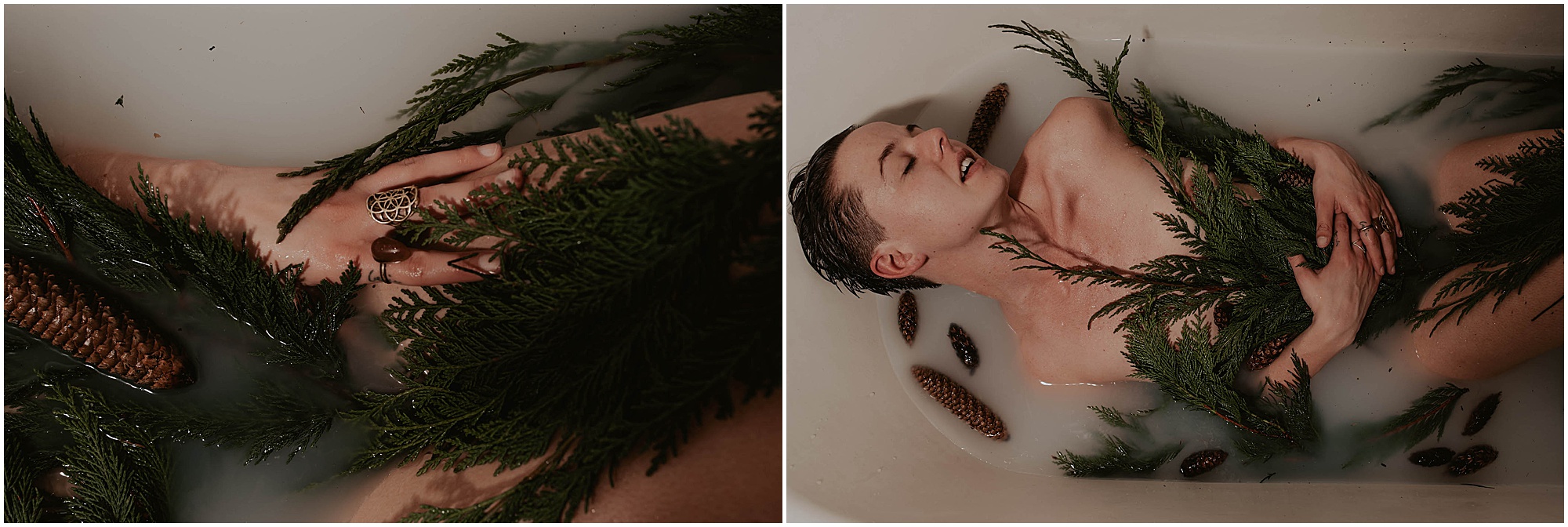 milk bath with PNW foliage