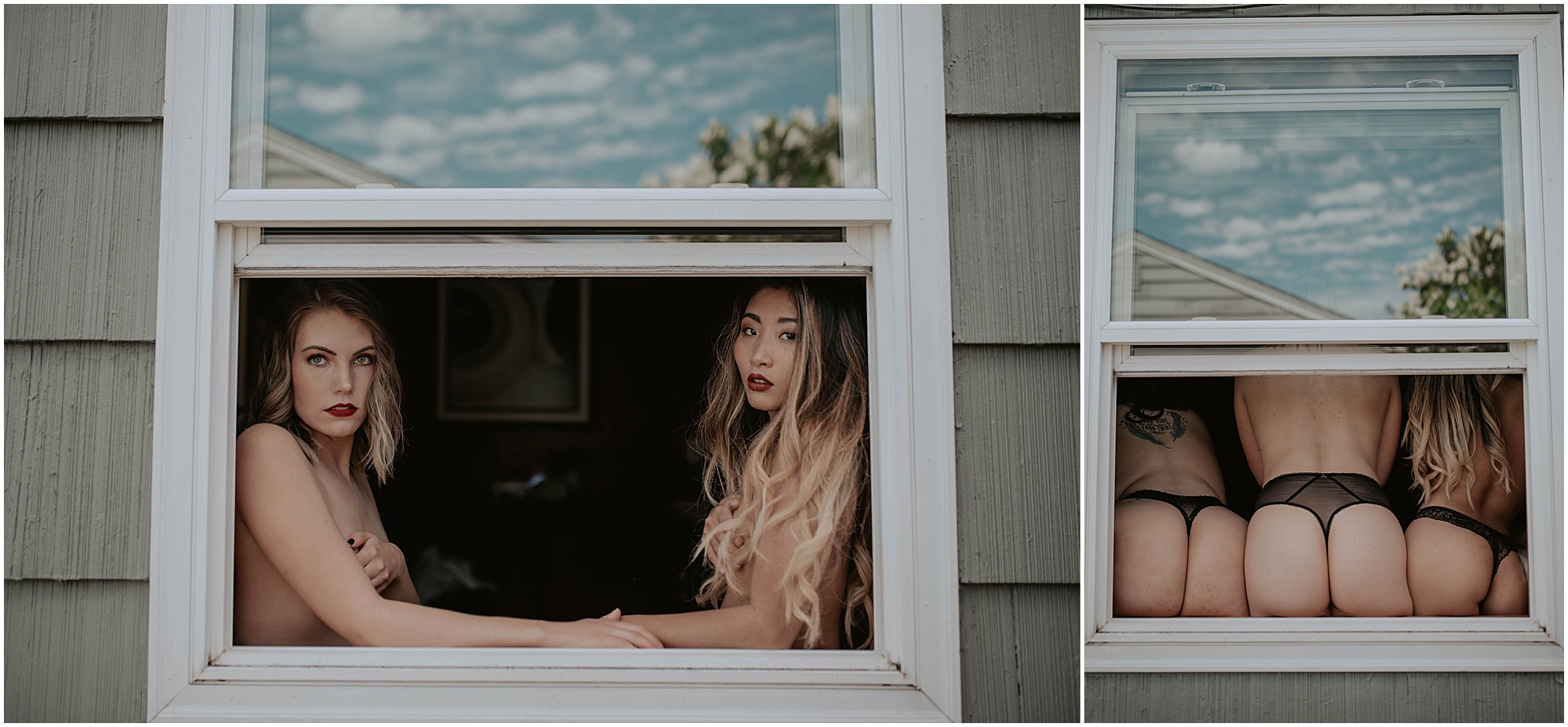 boudoir posing in window, quarantine roommates, 