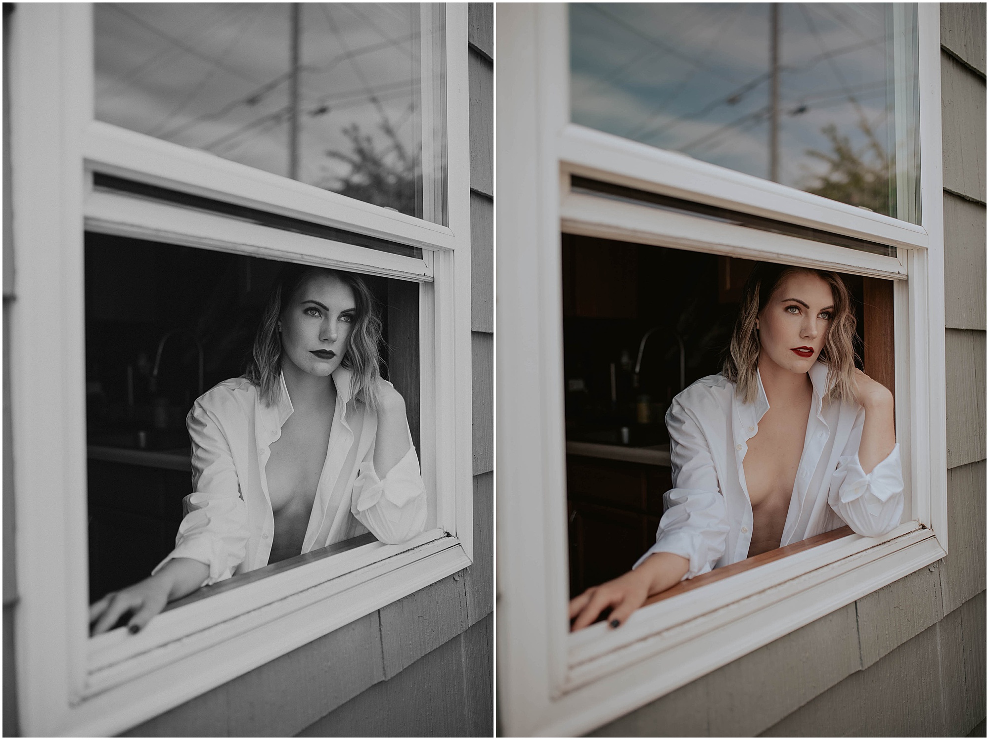 red lipstick boudoir, seattle at home session, 