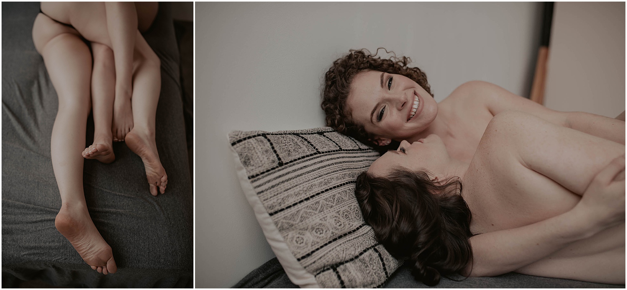 couples legs together on bed