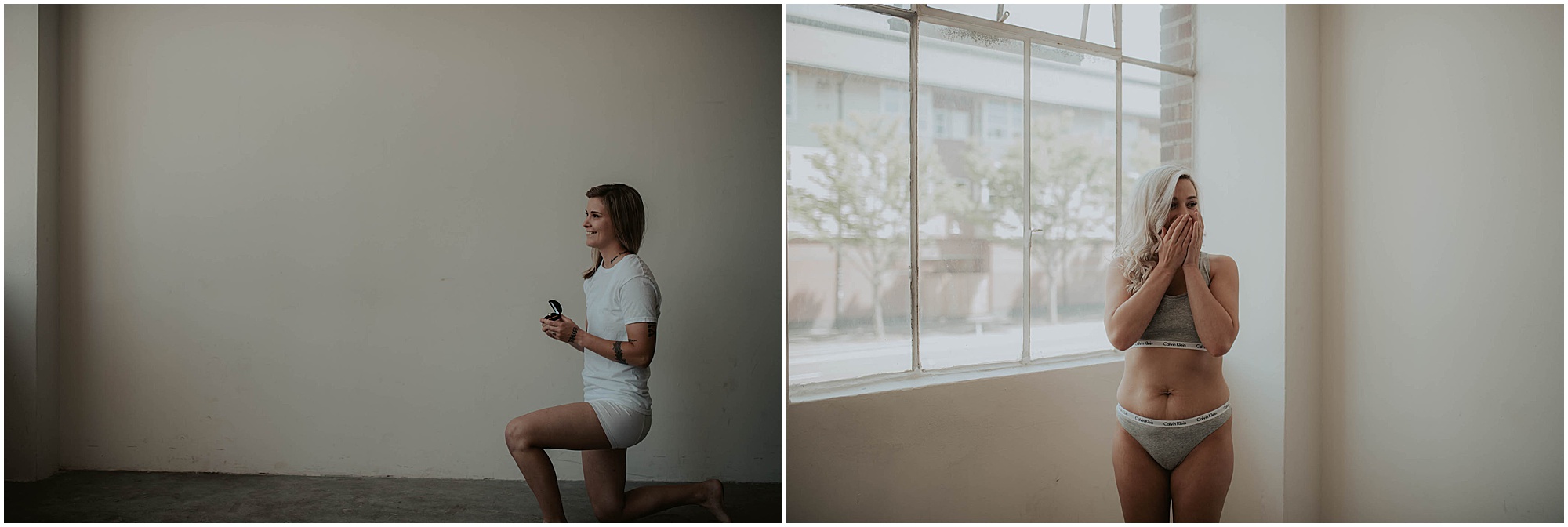 surprise proposal in seattle studio, engayged