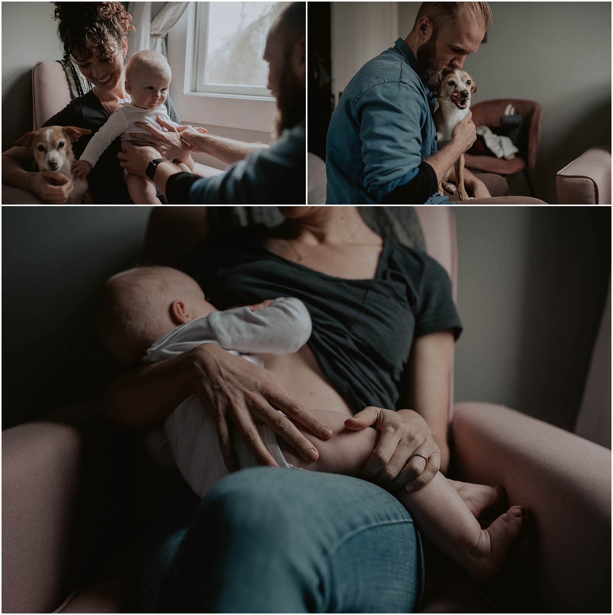 at home family session, breastfeeding,