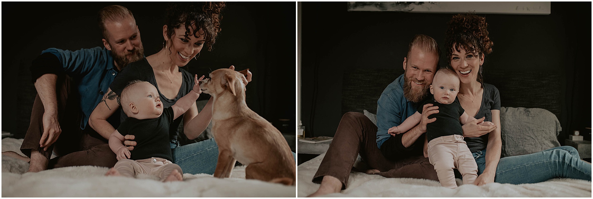 family of three, baby and dog, 2020,