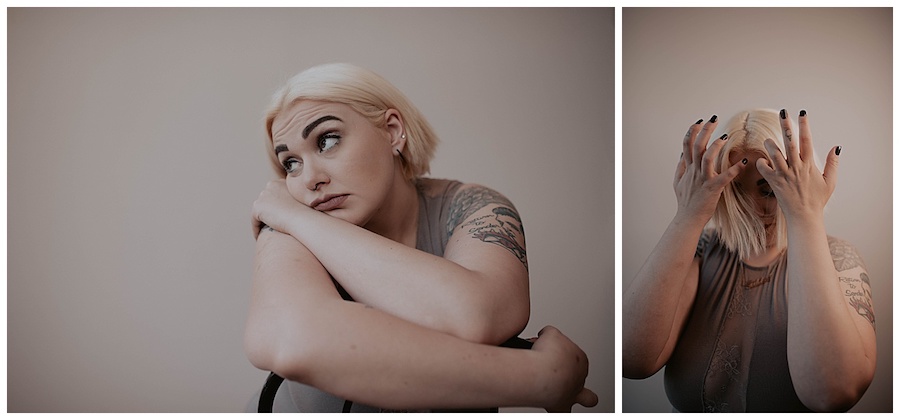 woman posing in seattle studio