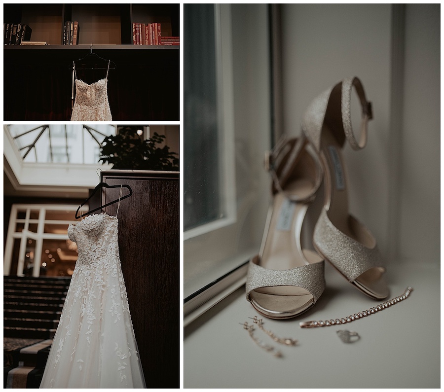 jimmy choo hells with brides wedding day accesories