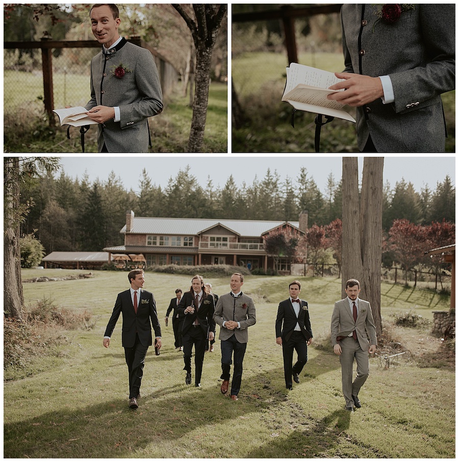 groom receiving wedding gift from bride