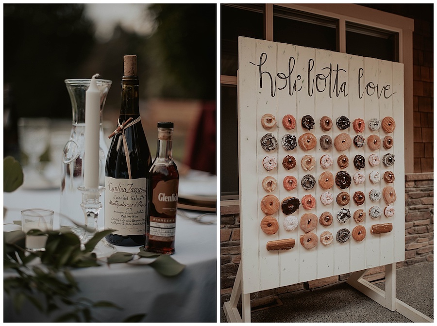 wedding reception details, donut wall at wedding