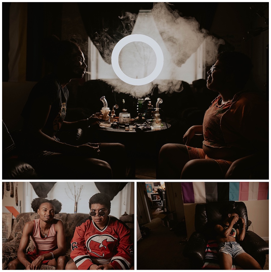 420, seattle lifestyle photos, friend smoking weed, ring light
