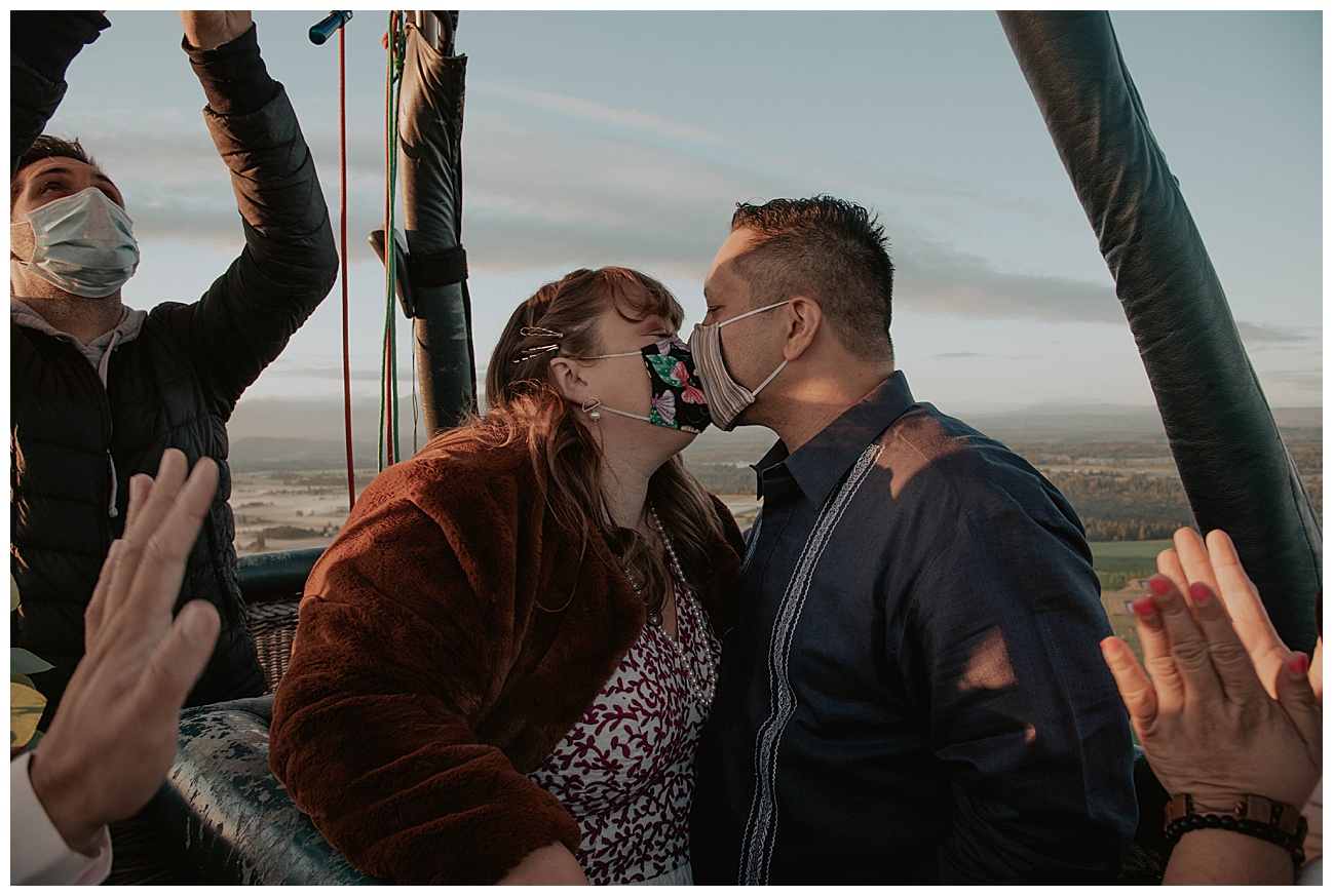 first kiss covid wedding