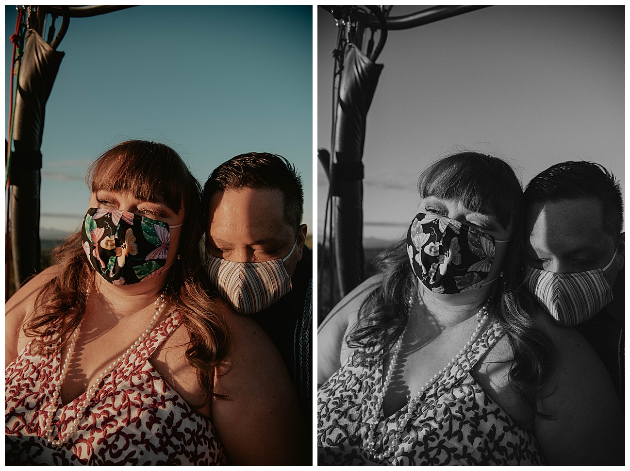 masked bride and groom