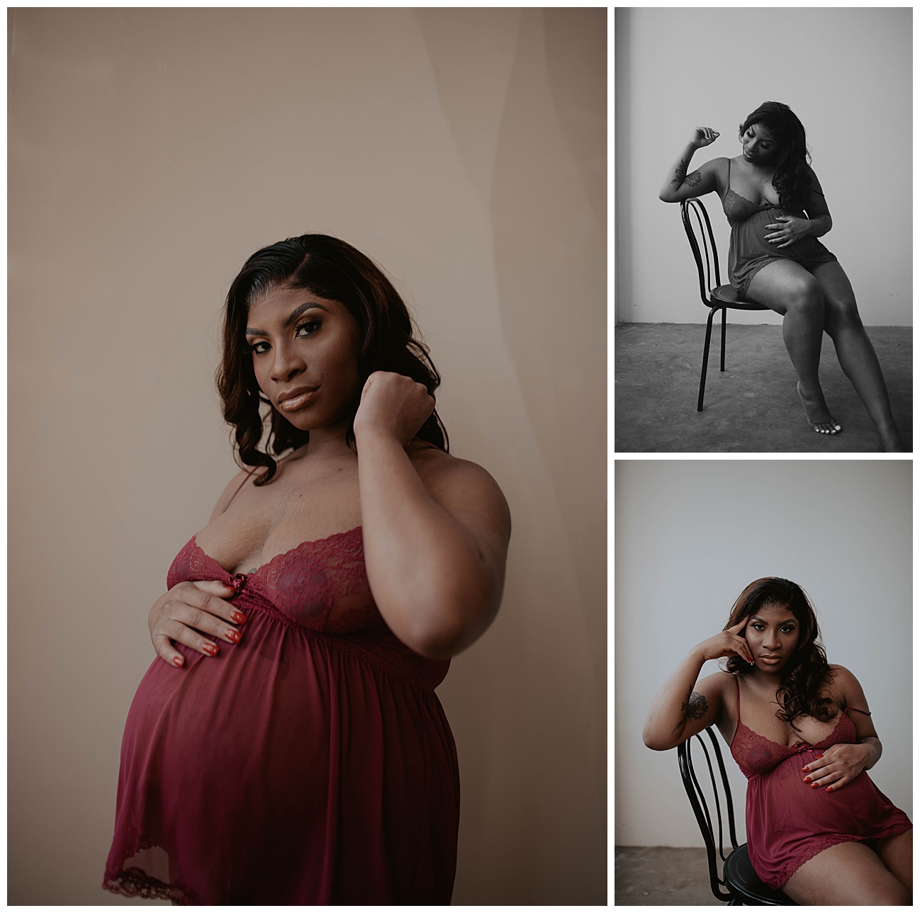 pregnant woman posing on chair